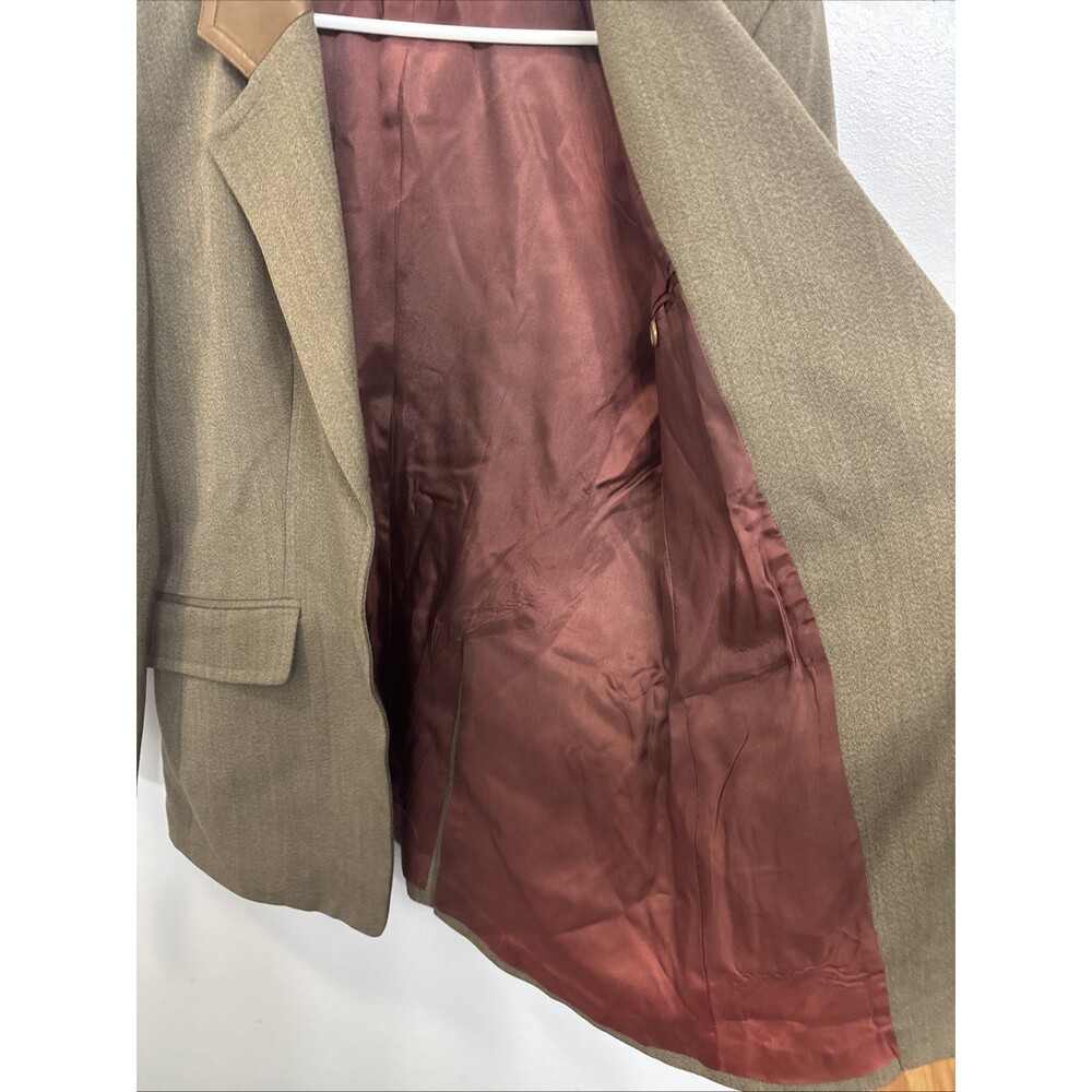 Wathne Women’s 100% Wool Jacket Coat With Leather Collar And Sleeve Patch Size 6 - Picture 8 of 13